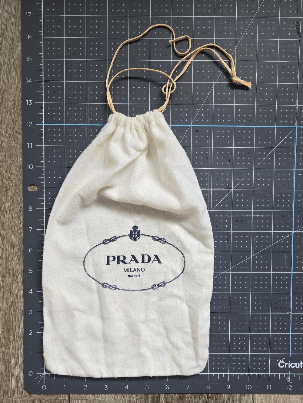 Prada Dust Bag White Drawstring Storage Bag Purse Protector 13x8